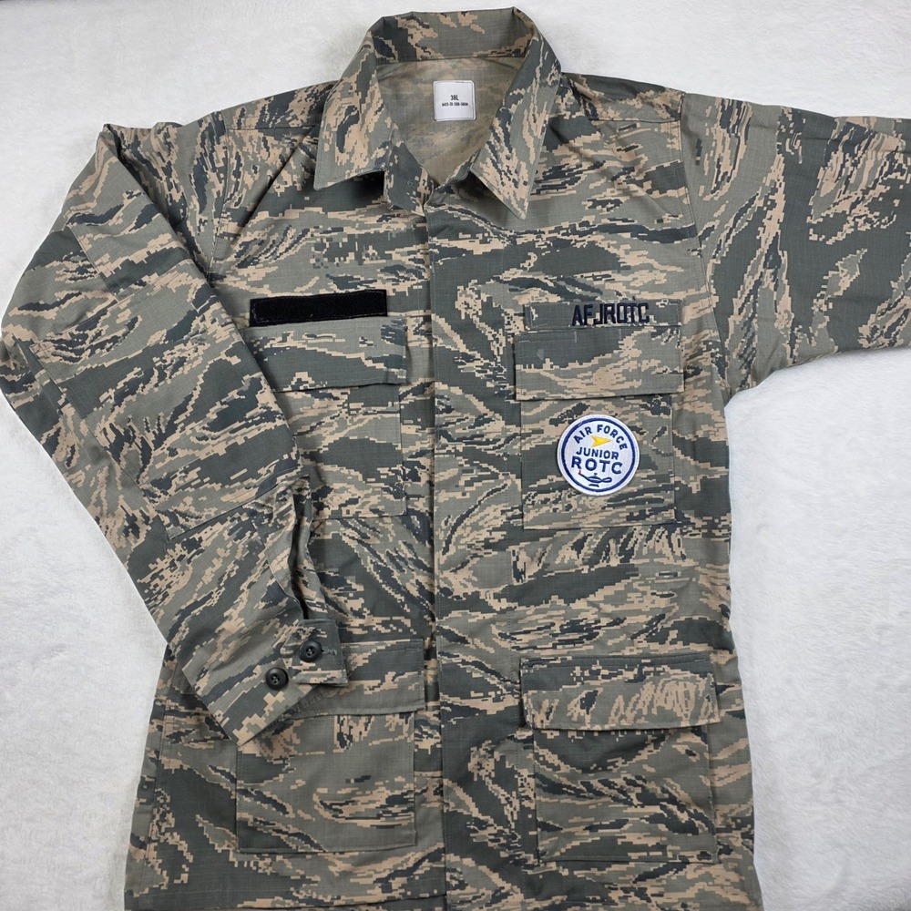 US Air Force Utility Coat Mens 38L Camo AFJROTC Tiger Stripe Digital Excellent‎